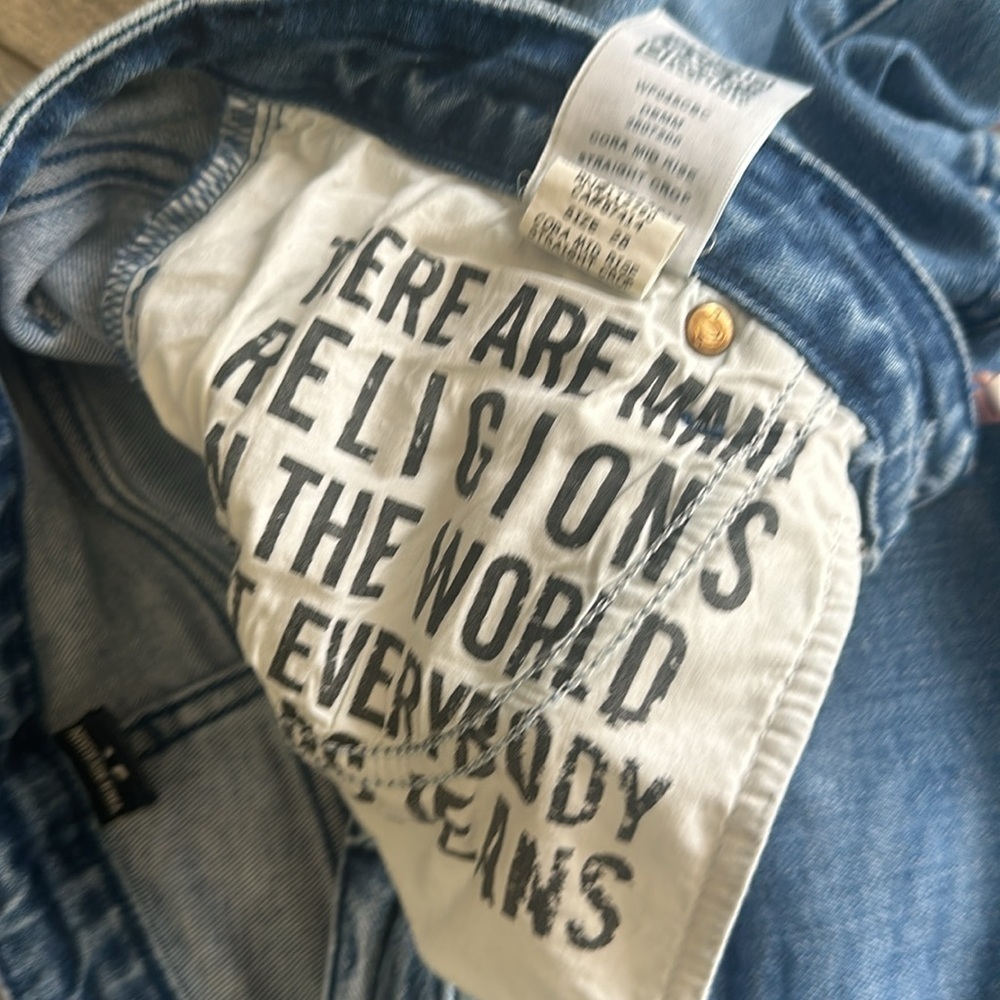 True Religion jeans size 28 Mid Rise straight crop beaded bikercore - Picture 9 of 10